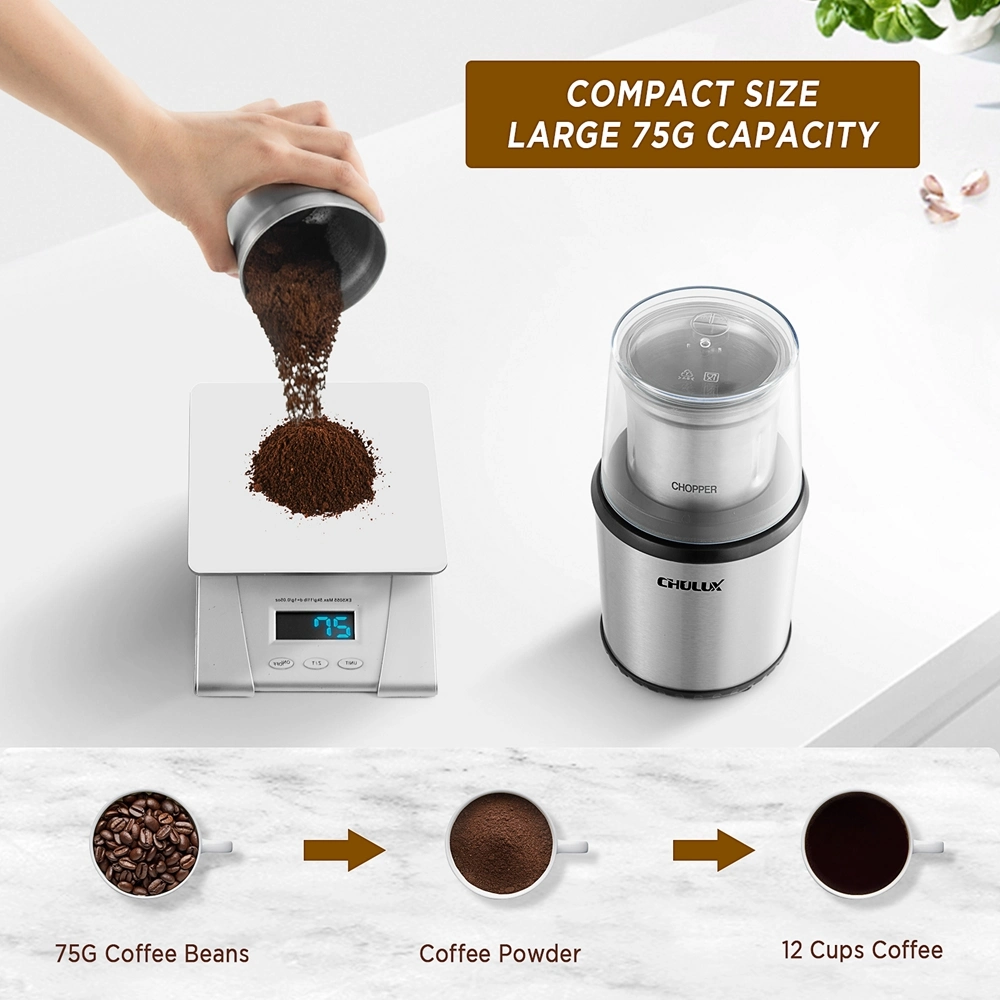 Factory 300W Electric 75g Stainless Steel Mini Electric Household Coffee Grinder